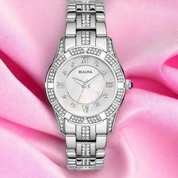 🌺🌸Ladies Bulova Stainless Steel Crystal Quartz Watch🌸🌺 - Picture 1 of 11